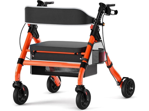 Foldable Rollator Walkers with Seat for Seniors, 450 lb Capacity, 8" Wheels, 18" Big Seat, W3952P384274