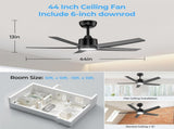44 inch Ceiling Fans with Lights, Large Air Volume Ceiling Fans with Reversible Quiet DC Motor and 30230038