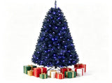6 FT Black Pre-Lit Christmas Tree with Purple LED Lights, 680 Branch Tips, Gothic Halloween Holiday 65086191
