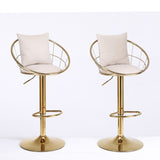 Off-White velvet bar chair, pure gold plated, unique design,360 degree rotation, adjustable W117064133