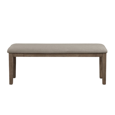 ZUN Fabric Upholstered Seat 1pc Bench Wire Brushed Brown Finish Wooden Frame Dining Room Furniture B011104524