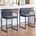 ZUN Set of 2,Modern Upholstered Counter Height Bar Stool with Armrests, Metal Frame and Padded Seat, W1901P225274