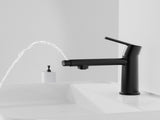 Matte Black Single Handle Bathroom Faucet for 1 or 3 Holes ,Fountain and Flow Mode Deck Mount 92557406