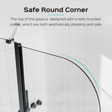 43 in. W * 58 in. H Frameless Folding Shower Doors for Bathtub, 1/4" Thick SGCC Tempered Glass W1552P173134