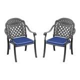 Cast Aluminum Patio Dining Chair 2PCS With Black Frame and Cushions In Random Colors W1710P166003