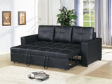 Sectional Sofa Pull out Bed Living Room Couch Black Faux Leather Tufted Convertible Sofa HS00F6530-ID-AHD