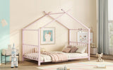 Twin Size Metal House Platform Bed, Pink MF322835AAH