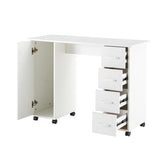 ZUN Home Office Computer Desk Table with Drawers White nail art table with wheels 48850997