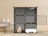 3Tier MultiSpace Cat Enclosure Cage, Indoor Cat Play House with Litter Box Drawer, Reversible 15975338