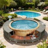 Outdoors Hot Tub Surround Gray Poly Rattan /poly rattan hot tub surround 81126666