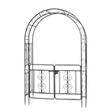 ZUN 134.5*58.5*213cm Arc Roof Double Layer With Door Wrought Iron Iron Arch Courtyard Black 03609529