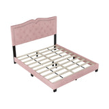 Queen Size Upholstered Bed Frame with Rivet Design, Modern Velvet Platform Bed with Tufted WF316750AAH