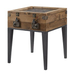 ZUN Rustic Oak and Matte Grey Accent Table with Tapered Leg B062P189236