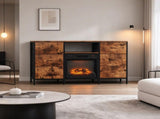 Electric Fireplace TV Stand, Rustic Weathered Wood, 147.323079.4cm, Embossed Melamine MDF, 6 86799417