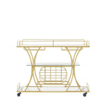 ZUN Electroplated Glass Bar Cart, With Wine Rack And Glass Holder, For Kitchen, Serving, Hotel Gold 59267450