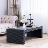 47.6" Modern Black Ribbed Coffee Table Rectangular Low Profile Center Table for Living Room W2729P309446