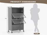 5-Tier Rolling Microwave Stand Flip Dust-Proof Doors 4 Casters with Brakes Kitchen Storage Rack Gray 84776425