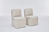 Linen Upholstered Armless Dining Chair with Casters and Storage space-set of 2,BEIGE W2069P288877