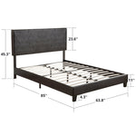 ZUN Queen Size Upholstered Platform Bed Frame ,Wood Slat Support, Easy Assembly,Black, pu W311110544