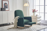 ZUN 044-Teddy Fabric Nursery Rocking Chair With Adjustable Footrest,Green 29498600