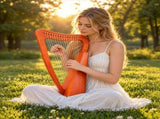 15-string portable solid mahogany harp, mahogany color, with padded padding, extra strings, 69498319