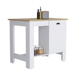 Kitchen Island 35" H, One Storage Cabinet with Door, Two Internal Shelves, One Open storage Shelf, B097132932