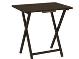 5-Piece Rubberwood Folding TV Tray Table Set of 4 with Storage Rack, Walnut 65107837