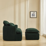 Convertible Compressed Sofa Chair with Ottoman, Modern Corduroy Fabric Armchair for Small Spaces, W1036P251813