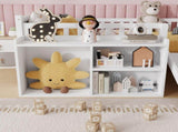 Twin Size Low Loft Bed for Kids with Slide, Movable Bookshelf Storage, Guardrails, Low Loft Bed W2593P437109