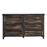 ZUN Farmhouse 6 Drawers Dresser for Bedroom, Wood Rustic Wide Chest of Drawers, Storage Dressers W2393P197404