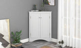 ZUN White Triangle Bathroom Storage Cabinet with Adjustable Shelves, Freestanding Floor Cabinet for Home WF291467AAK