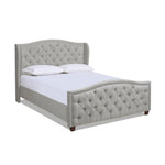 ZUN Fontana Wingback Upholstered Platform Bed Frame, Queen, Silver Grey Polyester B2719P238217