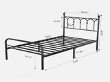 Metal Platform Bed Frame, Classic Iron Art Headboard & Footboard, Stable & Noiseless, 11.9 Inch 03450909