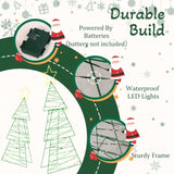 Set of 2 Lighted Metal Christmas Tree Yard Decorations, Pre-lit Holiday Decor with 150 Green and 05324833