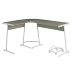 ZUN Grey and White L-shape Computer Desk B062P184544