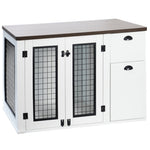 ZUN Furniture style dog cage, wooden dog cage, double door dog cage, side cabinet dog cage, Dog crate 75985217