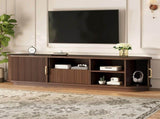 Vintage Rustic TV Stand with Sliding Wood Slatted Doors for TVs up to 75", Farmhouse Fluted TV N721P427206P