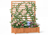Fir Wood Raised Garden Bed with Trellis, 91.4435.56149.86 cm Orange Planter Box with Drainage 21740259
