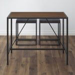 ZUN Riley Indoor Walnut Metal Pub Dining Table with Metal Frame B02746799