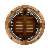 16.9" Acacia Wood Outdoor Side Table - Handwoven Rope Accent Boho Patio Table with All-Weather N767P314934A