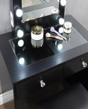 Black Makeup Vanity and Stool Set with 10 Lights and USB Port and Power Outlet, 2x Drawers Luxurious B011P146565