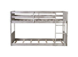 Twin over Twin Floor Bunk Bed Panelled Headboard and Footboard, Solid Rubber Wood Foundation W504P263832