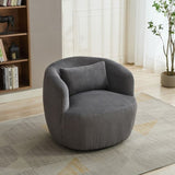 34.25 "Wide Upholstered Corduroy 360&deg Swivel Barrel Soft Accent Chair with Pillow, Circular Reading W3118P253972