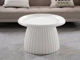 White Magnesium Oxide Fluted Pedestal Side Table 19.69" Diameter Round Accent Table W5351P486732