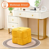 Square Ottoman Foot Stool Corduroy Vanity Chair Bench with Padded Woven Footrest for Entryway Living 46377371