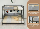 Sturdy Twin Over Full Metal Bunk Bed with Detachable Linen Storage Bags - Space-Saving Design for W1935P534743