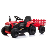 ZUN 12V Kids Ride On Tractor with Trailer, Battery Powered Electric Car w/ Music, USB, Music, LED W2181P146468