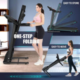 Compact Folding Treadmill for Home - 2.5HP Quiet Brushless Motor, 3-Level Incline, 7.5 MPH, Shock 50038588