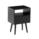 ZUN 15.75" Rattan End table with drawer and solid wood legs, Modern nightstand, side table for living W2181P201362