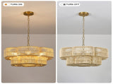 21.65" 2-Tier Gold Paper Rope Chandelier, 6xE26 Max 60W Pendant Light with Adjustable Hanging Chain W6558P574499